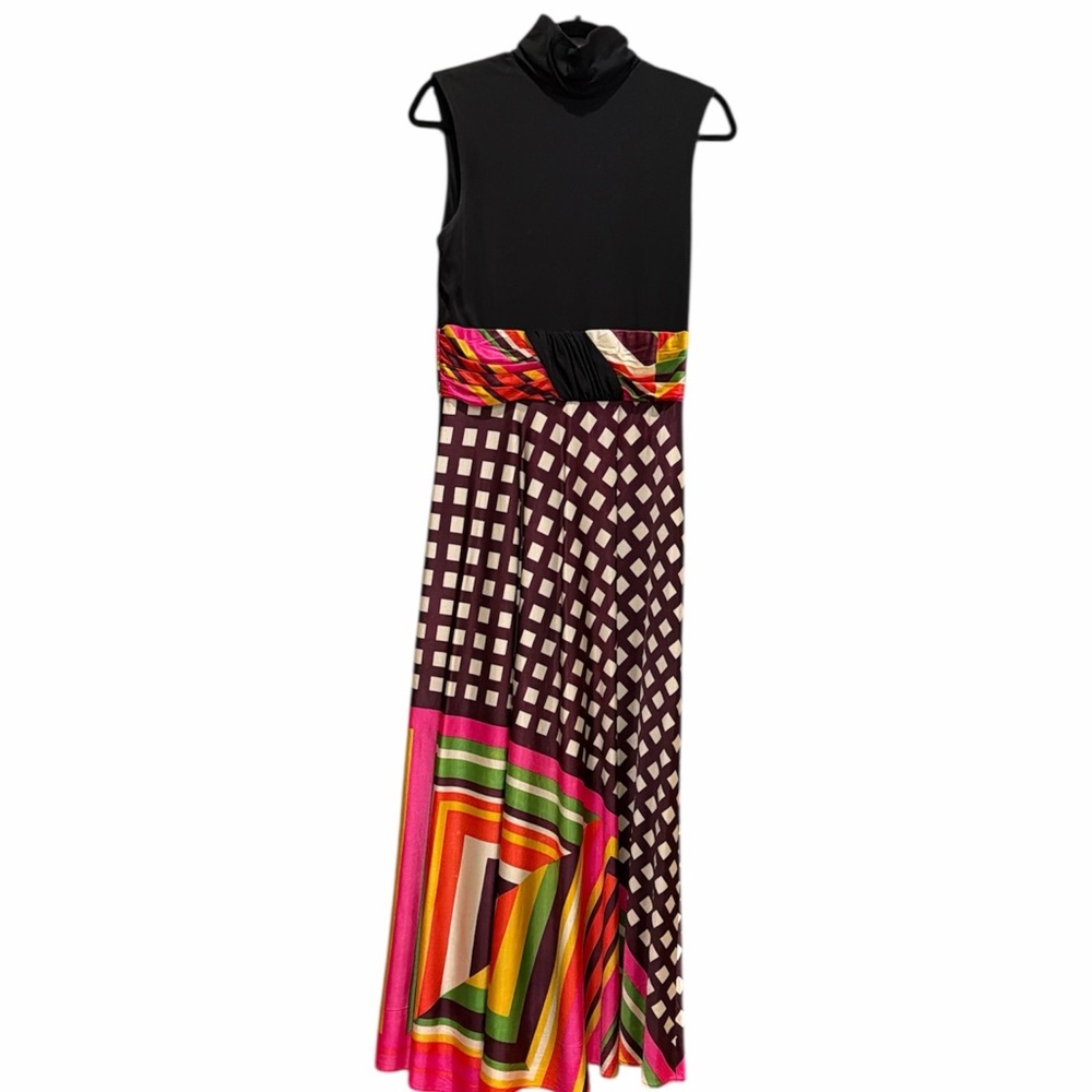 Vintage 1970s Geometric Maxi Dress Sleeveless - Picture 2 of 8